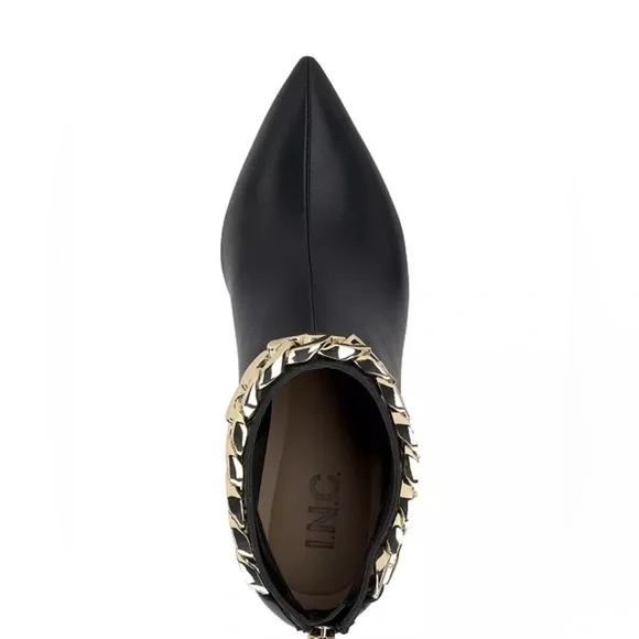 I.N.C. International Concepts Radeyah Gold Chain Booties in Smooth Black (NIB) - Picture 7 of 10